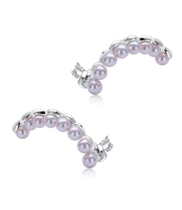 Beautiful Pearl Curve Shaped Silver Stud Earring STS-5672